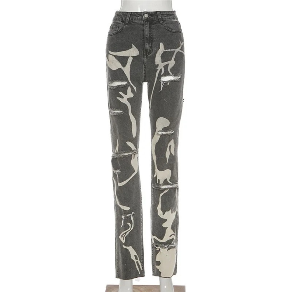 Paint Splash Ripped Jeans (L) - Picture 2 of 5